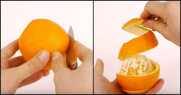Быстро и без брызг чистим апельсин