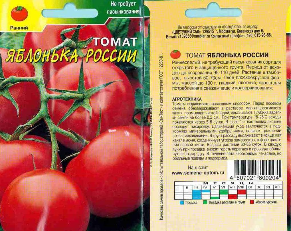 Характеристика и описание сорта помидоров Яблонька России