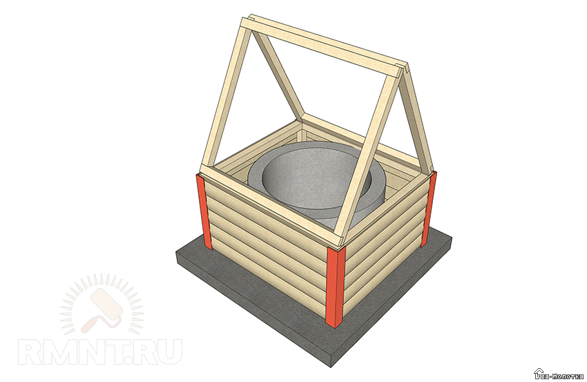 Домик для колодца чертеж