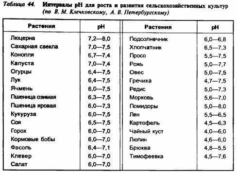 Кислотность почвы для салатов