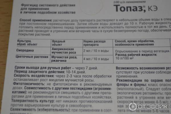 Топаз - фунгицидный препарат, инструкция по применению для растений, отзывы, аналоги, совместимость, состав