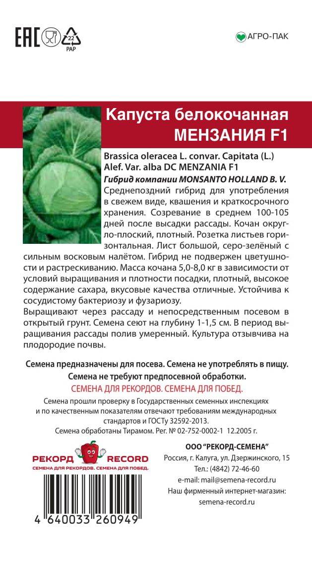 Капуста мензания f1: особенности и характеристика сорта, выращивание и уход