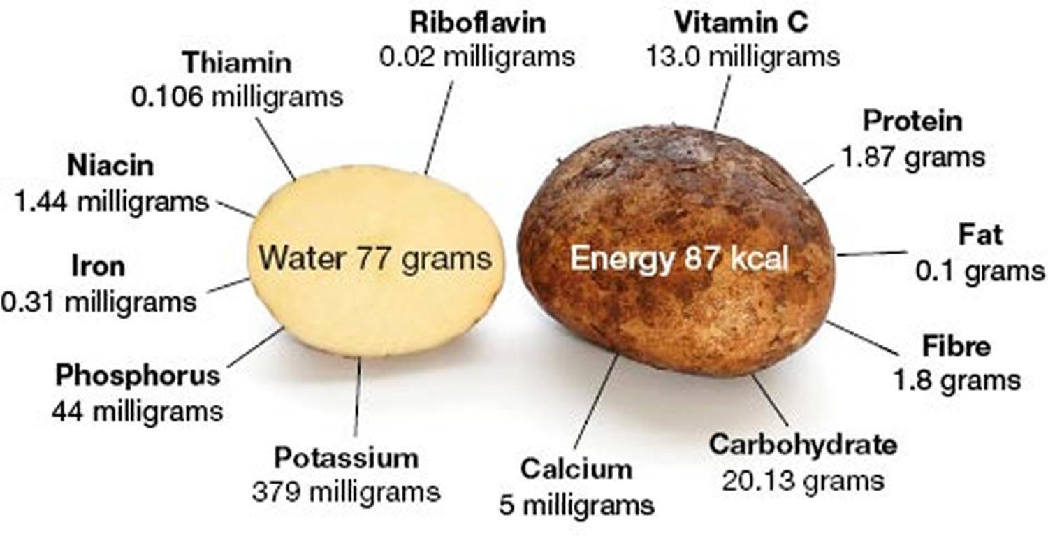 Калорийность картофель вареный. химический состав и пищевая ценность.