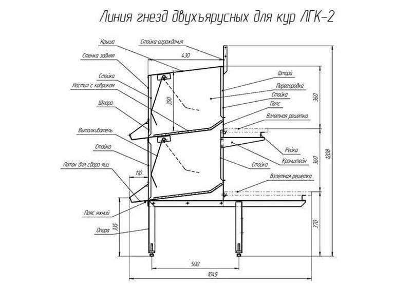 Гнездо для несушки с яйцесборником чертеж