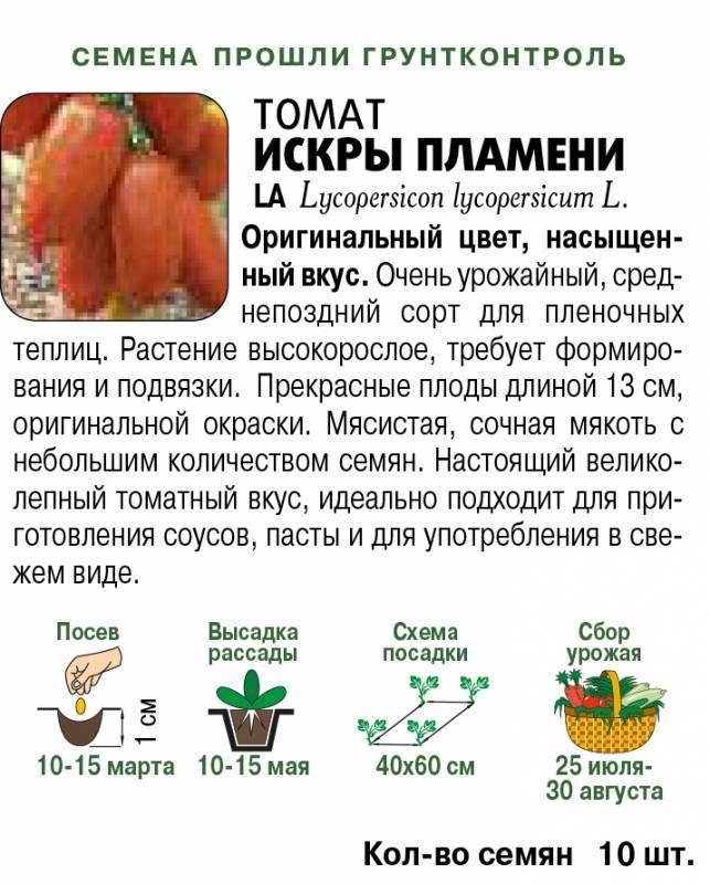 Томат Искры пламени: характеристика и описание сорта