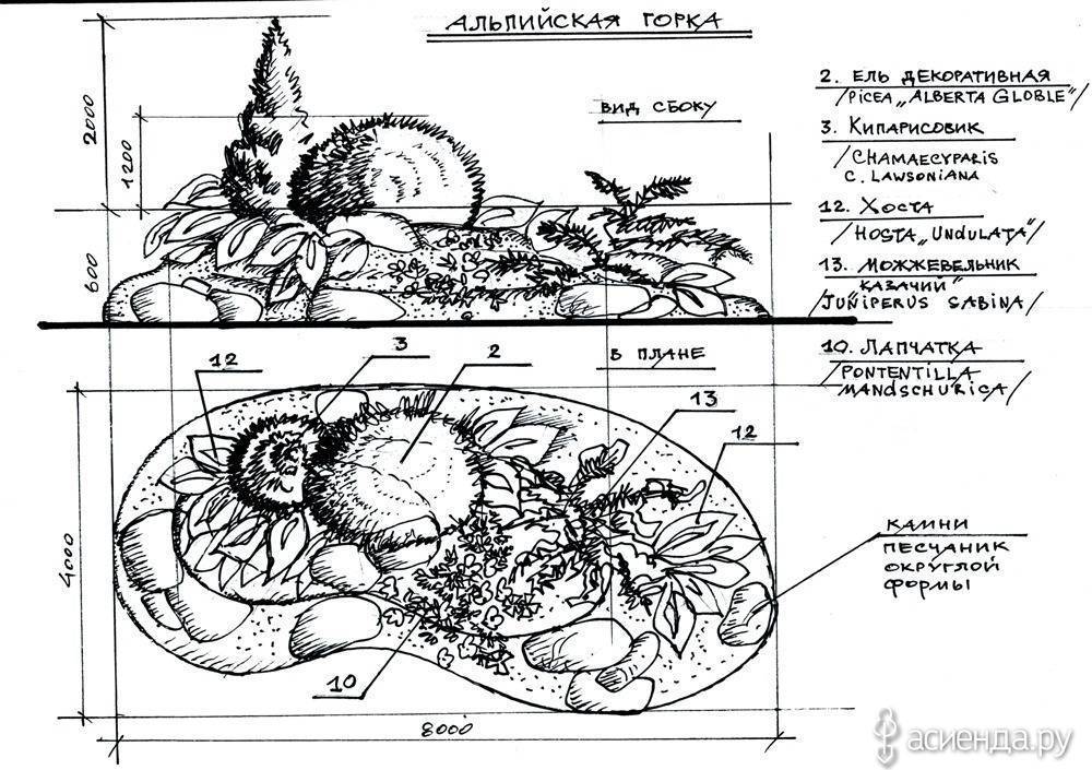 Эскиз альпийская горка